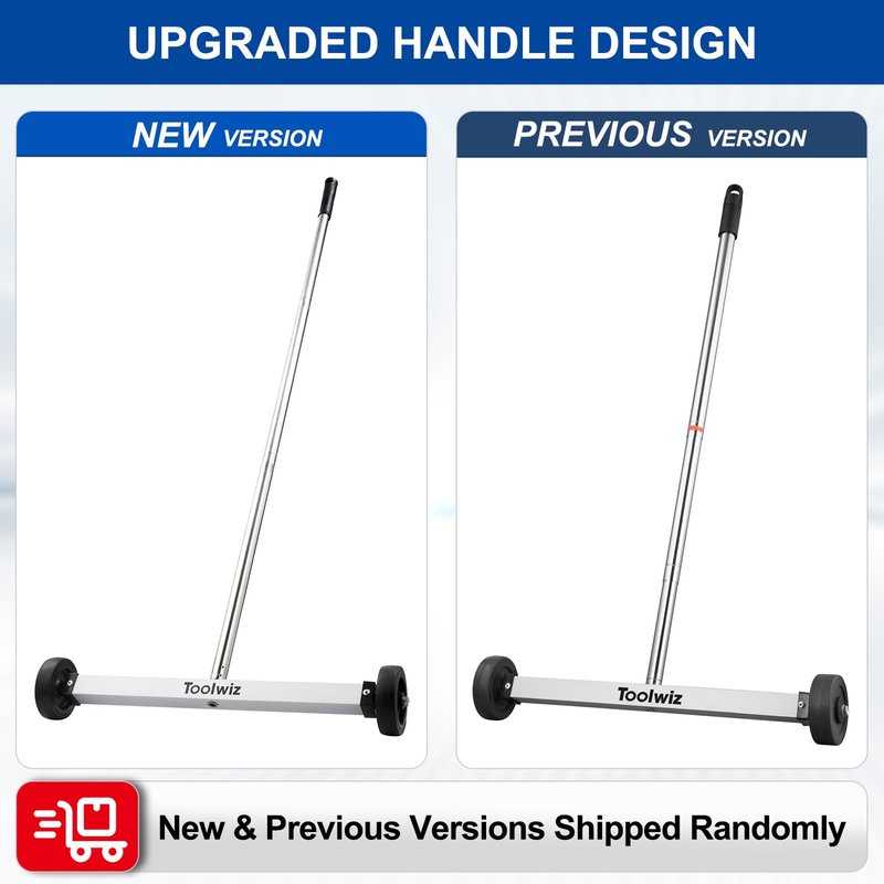 Toolwiz Magnetic Pick Up Sweeper 17-inch Heavy Duty Magnet Pickup Lawn Sweeper Roofing Tools, 8.8 Lbs Yard Tools with Smooth Wheels to Clean Nails for Construction