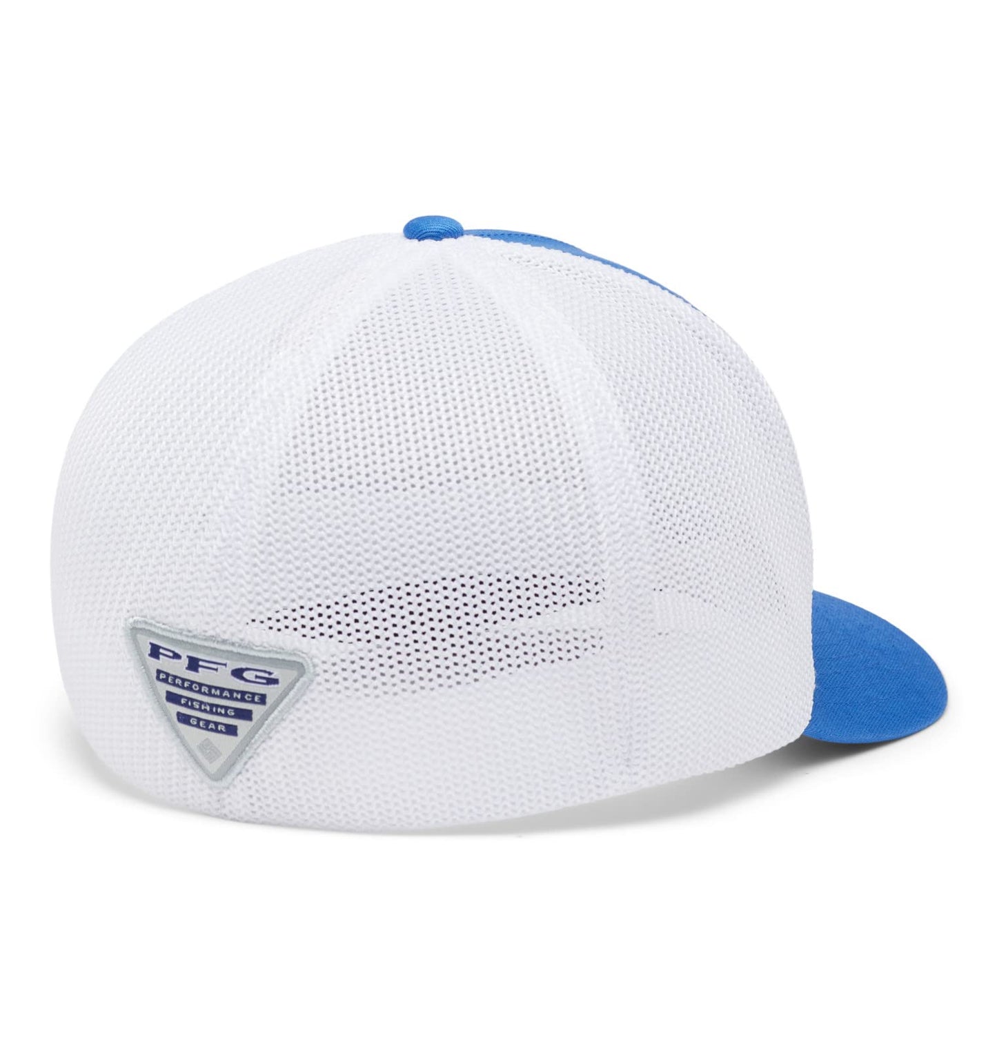 Columbia Unisex PFG Fish Flag Mesh Ball Cap - Low, Vivid Blue/White/US Fish Flag, Small/Medium