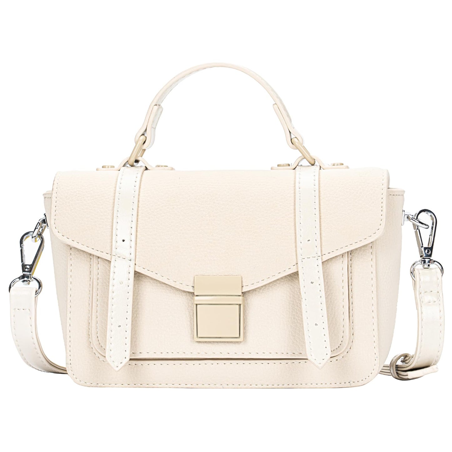 ALEX&MIA Women's Small Top-Handle Handbag – Vegan Leather Mini Satchel Bag, Fashionable Crossbody and Shoulder Bag, Perfect for Daily and Work Use (Off White)