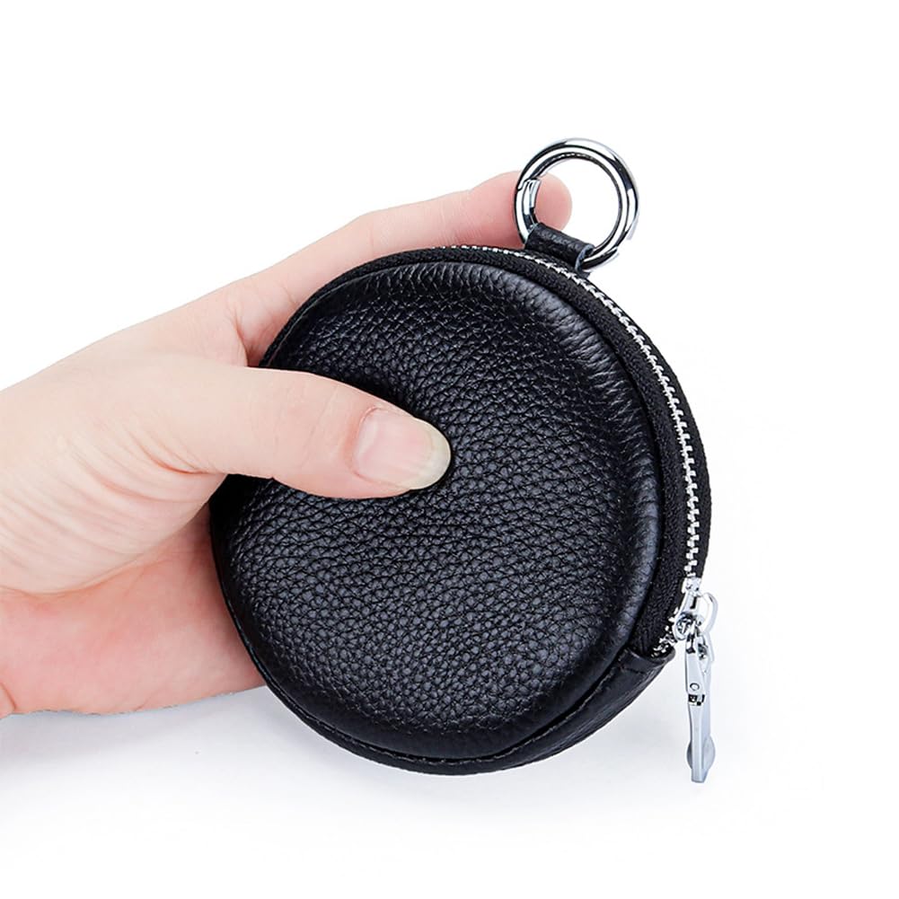 Yzikema 1 Pcs Leather Zipper Coin Purse Wallet With Keychain, Coin Organizer, Change Holder,Card Case, Mini Leather Zipper Storage Bag for Men & Women