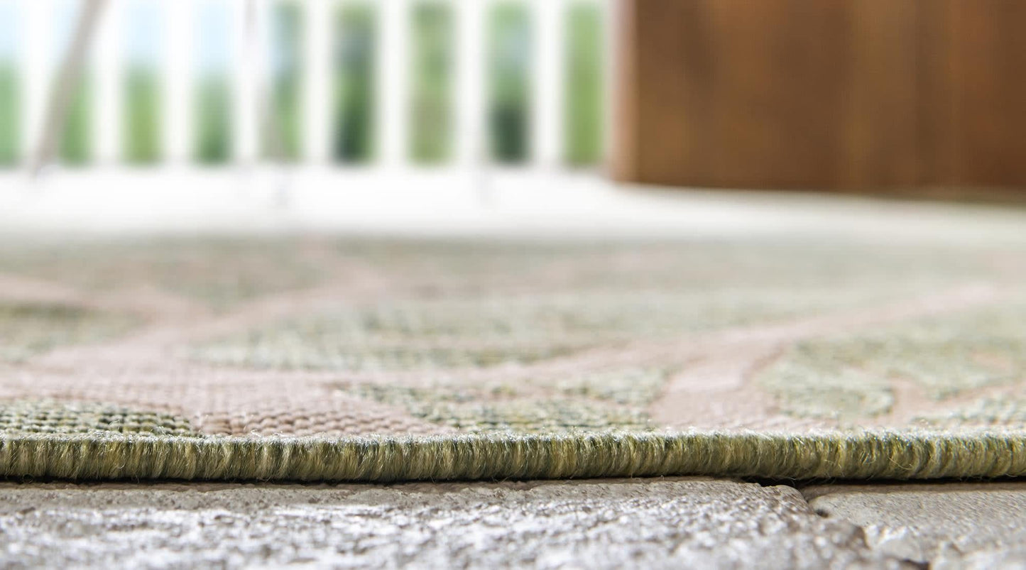 Unique Loom Outdoor Botanical Collection Area Rug - Branch (5' 1" x 8' Rectangle, Light Green/ Beige)
