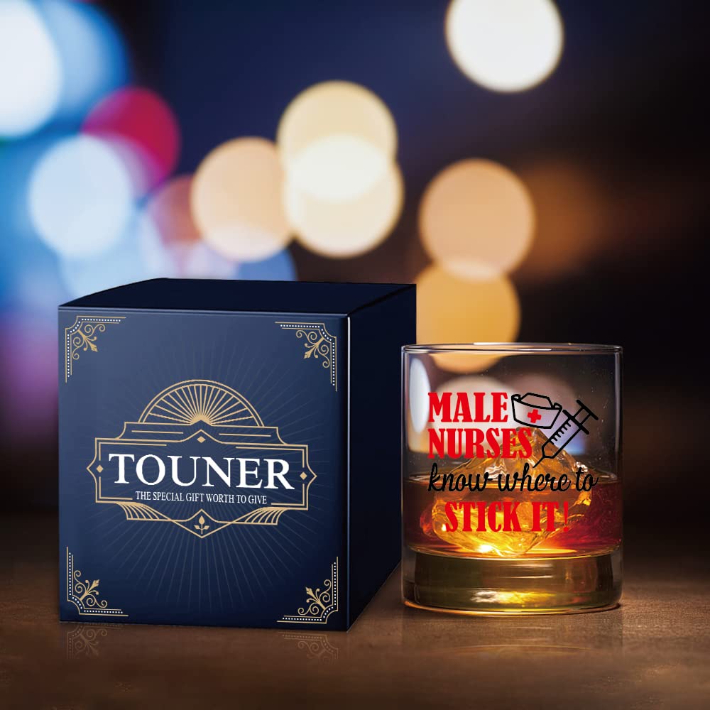 TOUNER Male Nurses Know Whiskey Glasses, Male Nurse Whiskey Glass, Nurses' Day Appreciation Retirement Gifts for Men Doctor Nursing Staff Coworker Boss