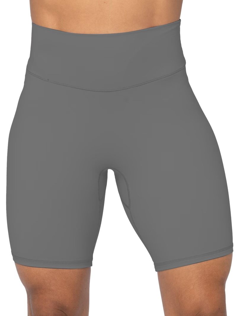 Sunzel 8" Waist Biker Shorts for Women No Front Seam Soft Yoga Workout Gym Bike Shorts Tummy Control Squat Proof Charcoa Grey Large