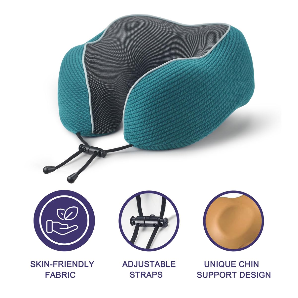 napfun Neck Pillow for Traveling, Upgraded Travel Neck Pillow for Airplane 100% Pure Memory Foam Travel Pillow for Flight Headrest Sleep, Portable Plane Accessories, Light Grey
