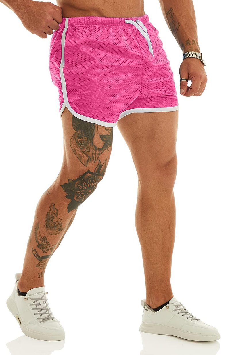 Ouber Men's Fitted Shorts Bodybuilding Workout Gym Running Tight Lifting Shorts with Pockets Green, XXL