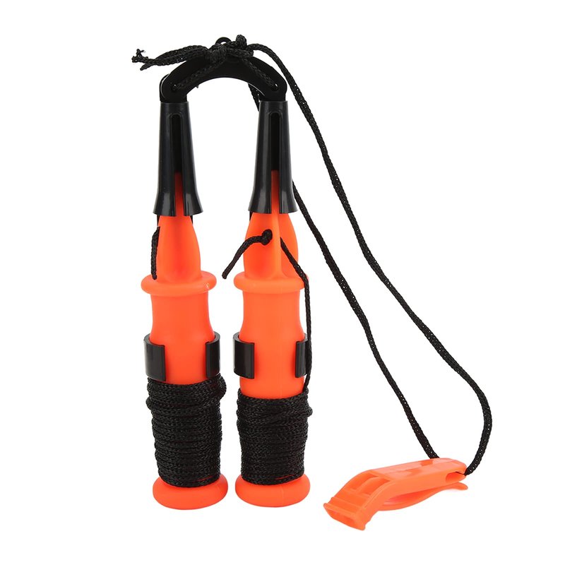Life Saving Ice Pick, 2pcs Orange Handle Fishing Ice Picks Ice Safety Picks with Emergency Whistle Ice Fishing Picks for Camping Hiking Fishing(Black Rope)