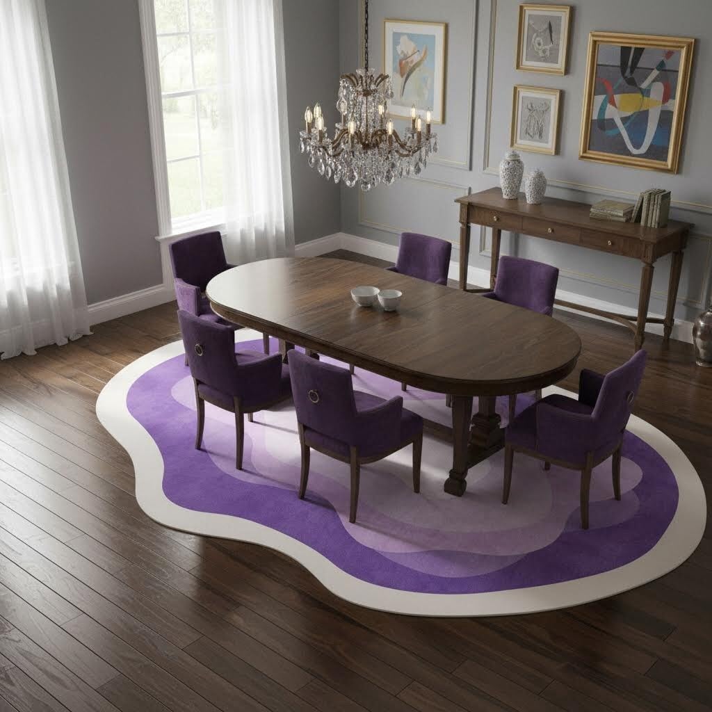 FVPSORBAT Purple Beige Modern Minimalist Aesthetics Geometric Area Rug 4x6 Boho Girls Rugs for Bedroom Odd Shaped Rugs Living Room Diningroom Nursery Office Hallway Guestroom Farmhouse Art Deco Rug
