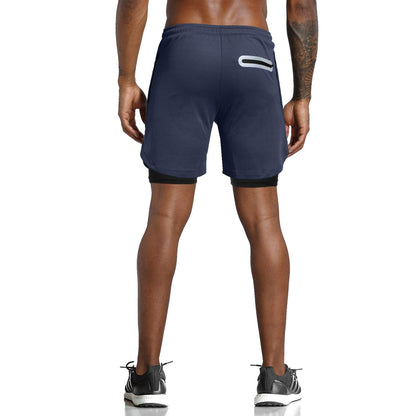Leidowei Men's 2 in 1 Workout Running Shorts Lightweight Training Yoga Gym 7" Short with Zipper Pockets