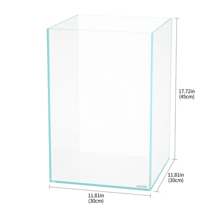 LANDEN Tall Tank, Rimless Low Iron Tank 10GAL 11.8" L × 11.8" W × 17.7" H (30X30X45) cm Small Aquascape Fish Tank, Vertical Aquascape Tank, Black Leveling Mat Included