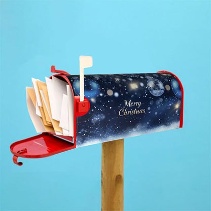 Festive Magnetic Mailbox Cover Christmas Blue Ball Pattern Outdoor Mailbox Protector Holiday Seasonal Decorative Garden Yard Home Standard Size 21 x 18 Inch