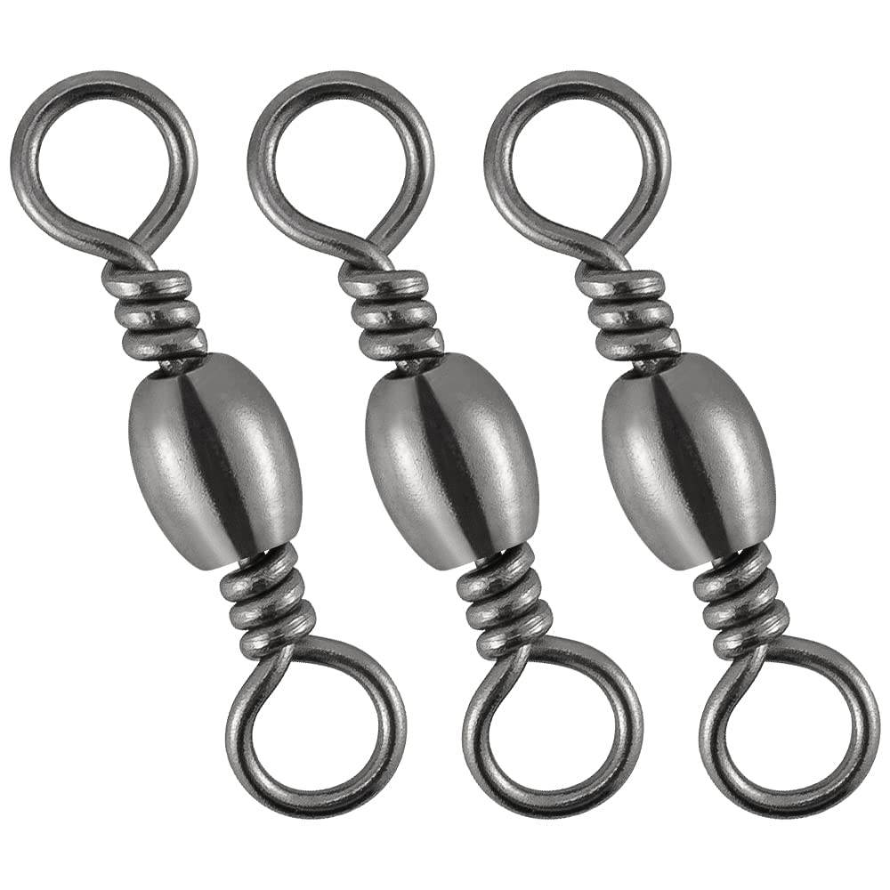 Dr.Fish 50 Pack Barrel Swivels Fishing Tackles, Fishing Swivels for Salwater & Freshwater, Available from #16-#6/0, Leader Line Lure Connector #10 35Lb