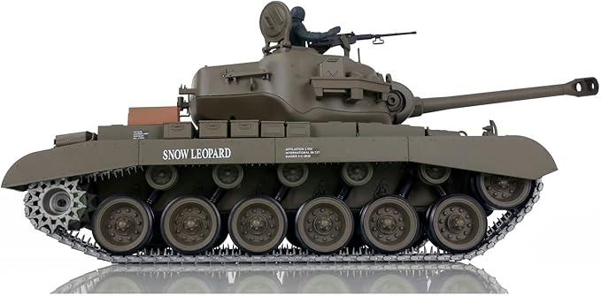 Heng Long US in Stock 1/16 Scale 7.0 Upgraded M26 Pershing RTR RC Tank 3838 Metal Tracks Smoke Generator 340° Rotating Turret Infrared Combat Lifting Barrel Light Sound Airsoft Tank