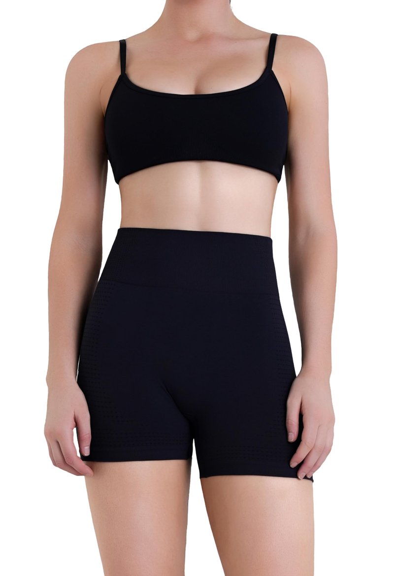 Sunzel Women's Hidden Scrunch Butt Lifting Biker Shorts with Tummy Control - High Waisted Mesh Breathable 4”Yoga Shorts for Workout, Gym, Running & Lounge,Black,Large