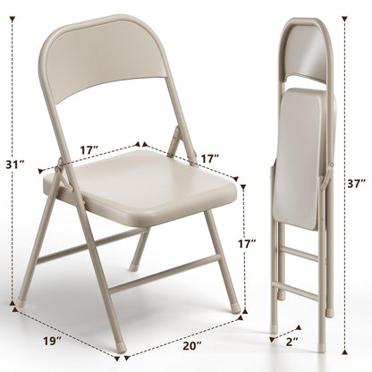 MAKE CHANGES 4 Pack Folding Chairs, Indoor Outdoor Foldable Chair Sturdy Metal Chairs, Portable Chair Comfortable Event Chair for Banquet, Event, Party, Wedding, Church(Khaki)