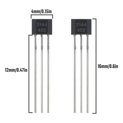 ALLECIN 20Pcs A3144 3144 Hall Effect Sensor OH3144 AH3144E 3Pins Magnetic Detector