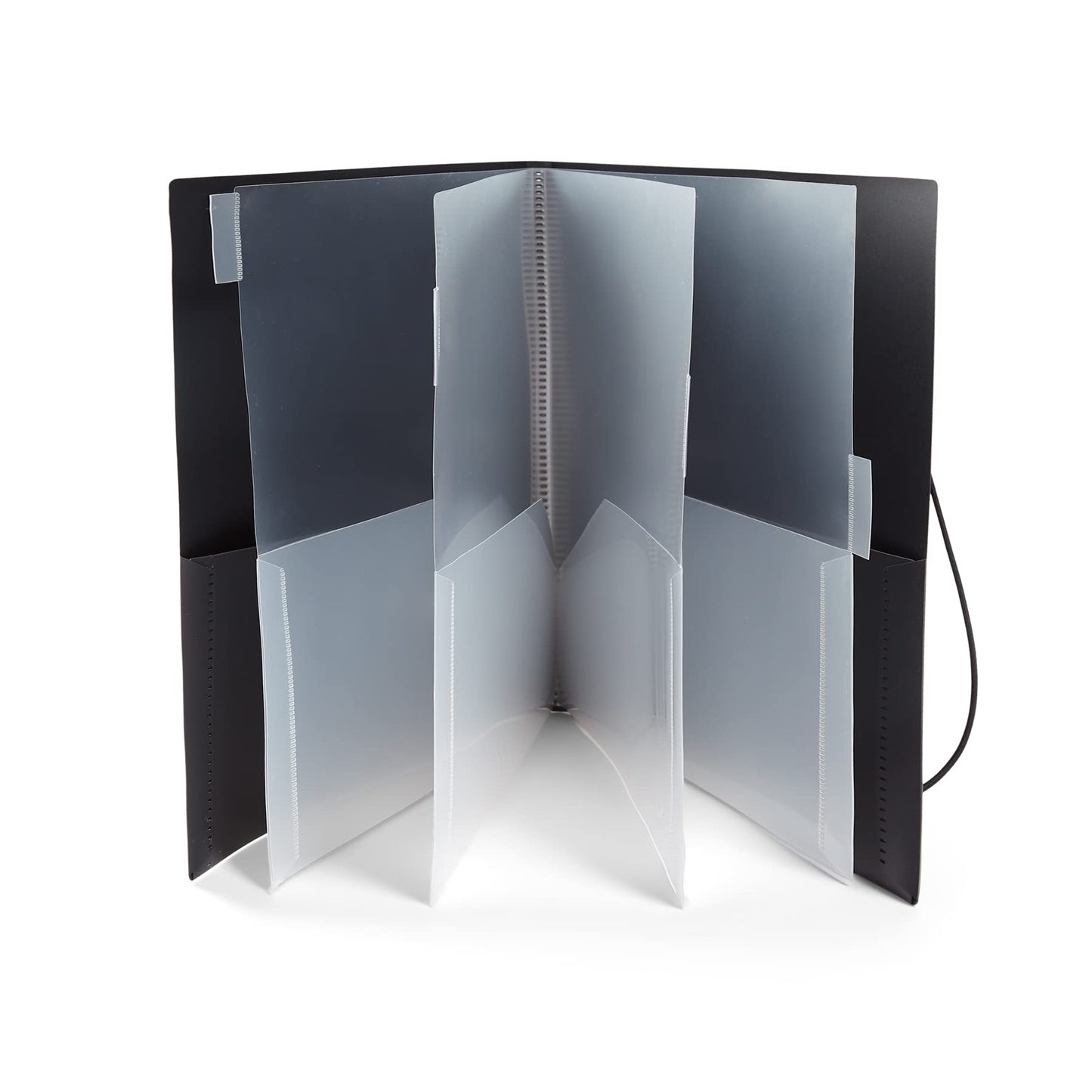 Blue Summit Supplies, 10-Pocket Poly Folders, Elastic Closure Band and Tabbed Inserts, Black, 3-Pack
