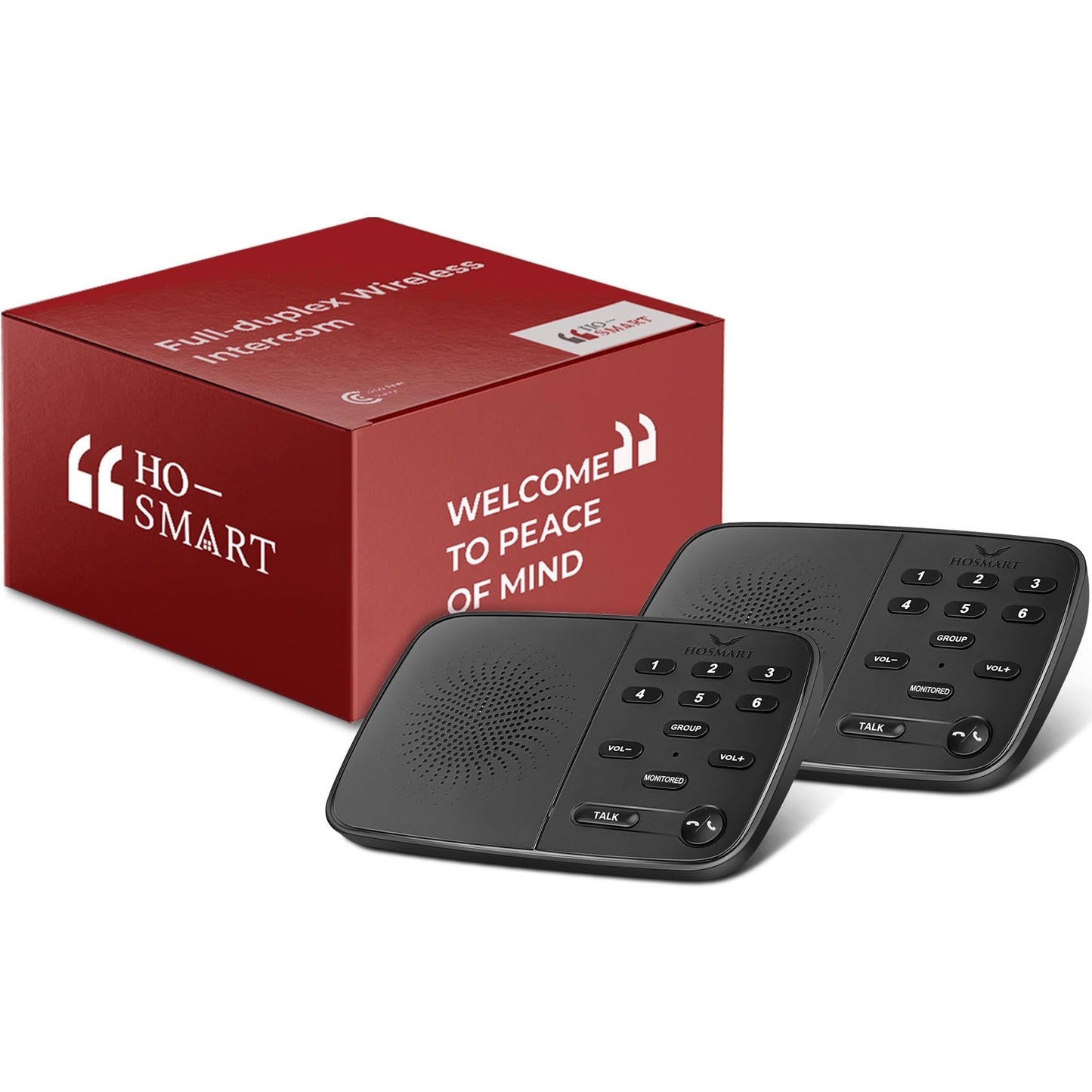 Hosmart UltraSpeak Pro Intercoms Wireless for Home, Two-Way Real-time Intercom Full Duplex Wireless Intercom System for Home Use, Clear Sound House Intercom System for Business with 1200 Feet Range