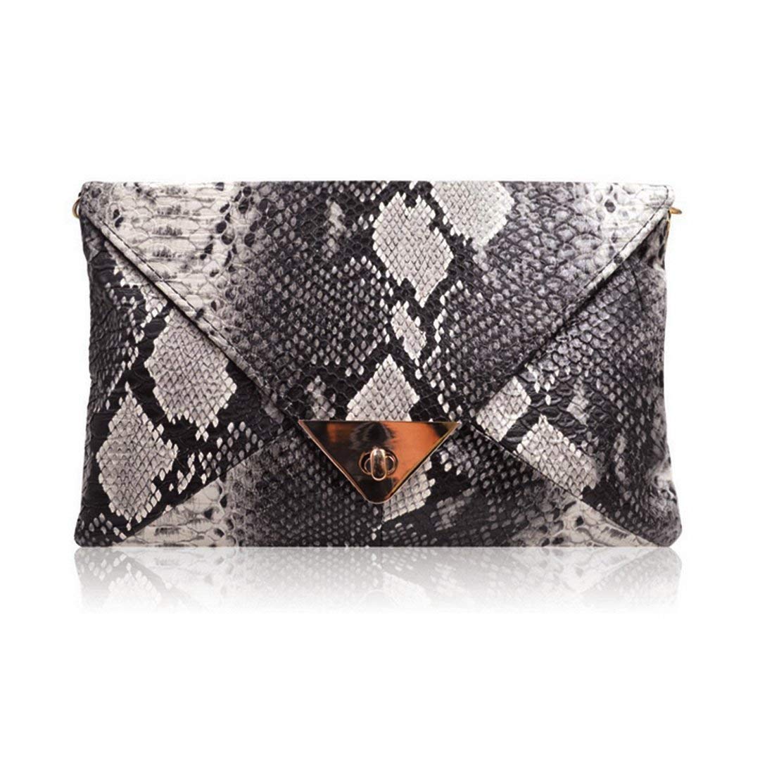 HYLong Women's Fashion Retro Snake Skin Envelope Bag Clutch Purse Evening Bag 1