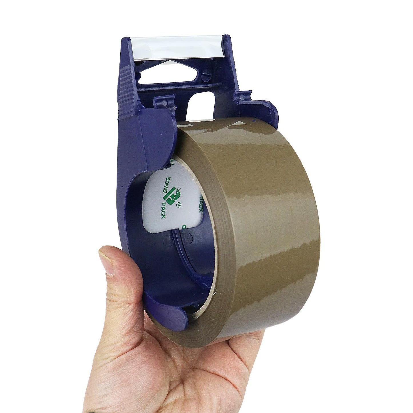BOMEI PACK 2 Rolls Brown Noiseless Heavy Duty Packing Tape with Blue Dispenser, Packaging Tape 1.88 Inches x 60Yards, Industrial Grade Shipping Tape for Moving Packaging Shipping, Office & Storage