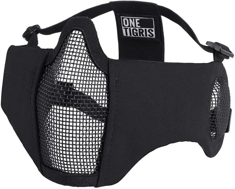 OneTigris Tactical Half Face Airsoft Mesh Mask - Foldable Design with Ear Protection | Military-Grade Comfort