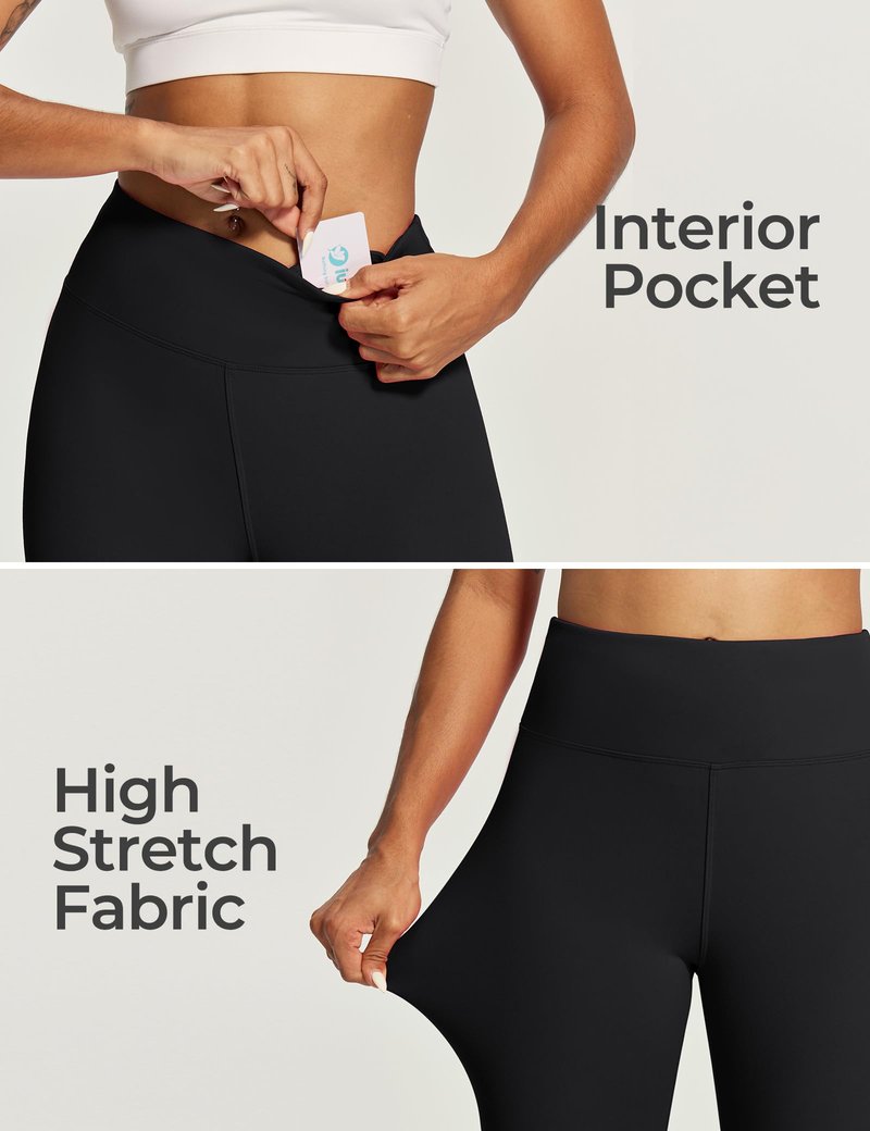 IUGA Biker Shorts for Women High Waist - 8" Workout Shorts with Inner Pocket Yoga Spandex Gym Running Shorts Black
