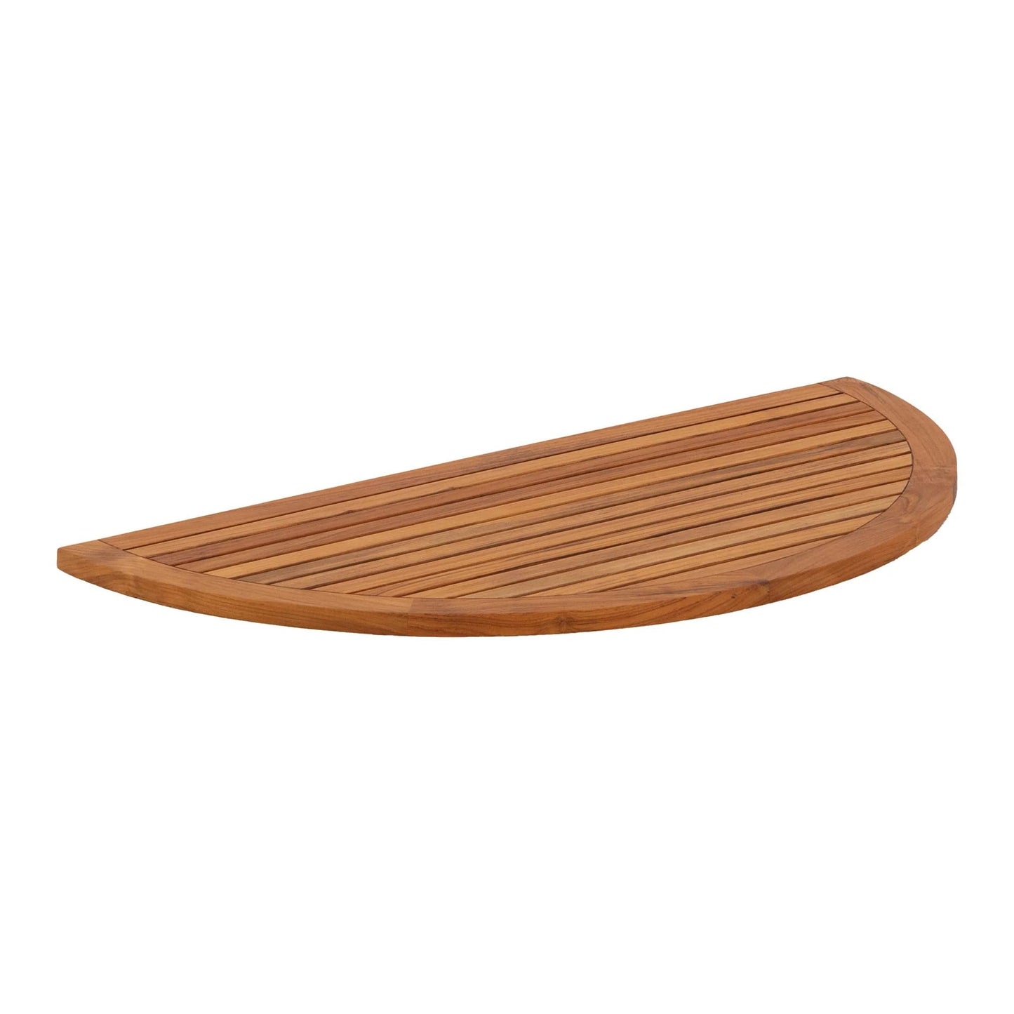 Nordic Style Teak Rounded Shower, Bath and Spa Mat | Indoor + Outdoor Use | Non-Slip Wood Platform | Spa, Sauna, Pool, Hot Tub | Luxury Decor (Oiled Finish, 39" x 20", Half Moon)
