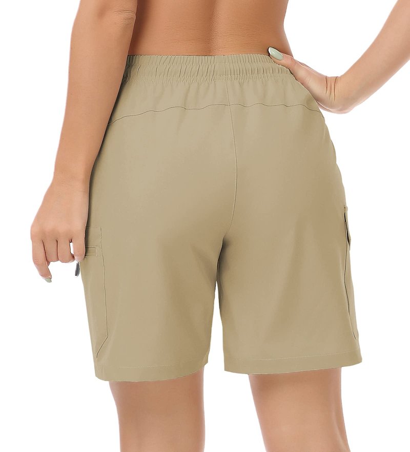GymBrave Women's Hiking Shorts Quick Dry Lightweight Cargo Shorts for Outdoor Athletic Travel with Pockets Dark Khaki S