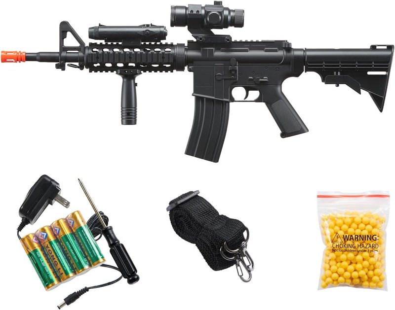 Airsoft M4 RIS Electric AEG Rifle - Full Automatic, Black | Battery & Charger Included