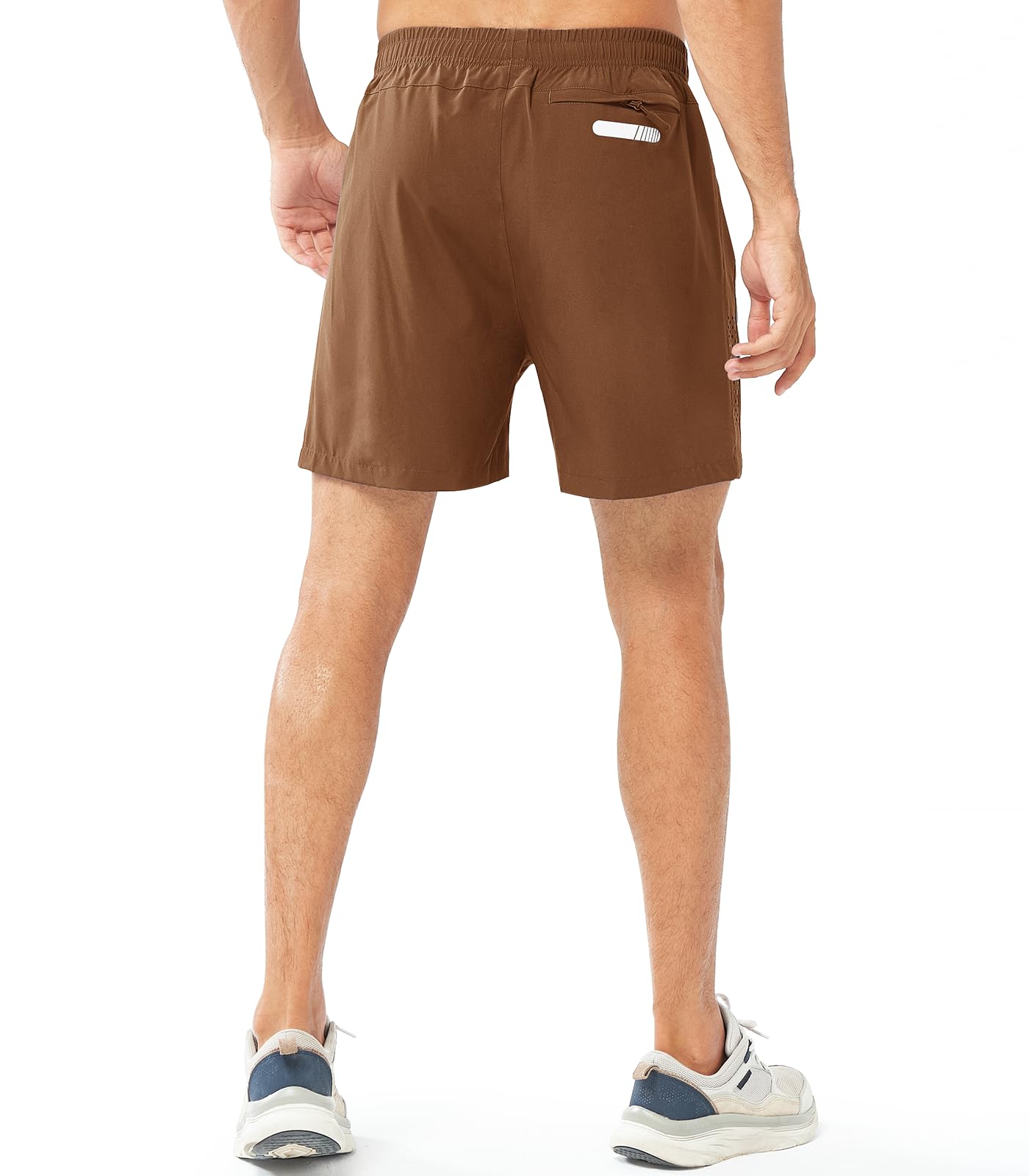 NORTHYARD Men's Athletic Running Shorts Gym Workout 7"/9"/5" Quick Dry Lightweight Sports Basketball Tennis 3 Zipper Pockets BROWN-5inch L