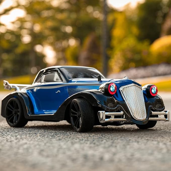 1:16 Scale Off-Road Retro Classic Car SCY-16302-2.4G 4WD 35km/h High-Speed Racing Damping Climbing Off-Road Vehicles Christmas Birthday Gift for Adults(Metal Blue)