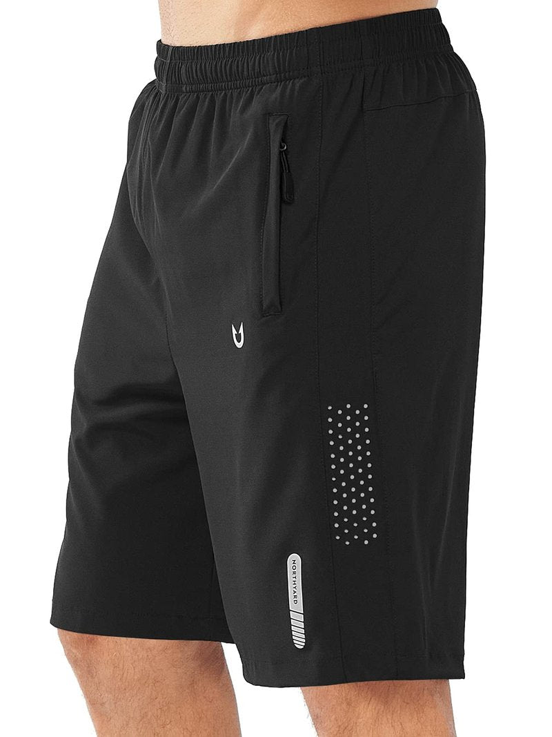 NORTHYARD Men's Athletic Running Shorts Gym Workout 7"/9"/5" Quick Dry Lightweight Sports Basketball Tennis 3 Zipper Pockets Black-9inch S