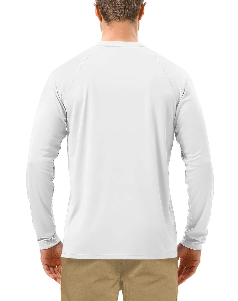 Roadbox Mens UPF 50+ UV Sun Protection Shirts Outdoor Long Sleeve SPF Diving Rash Guard for Fishing Hiking Swimming White