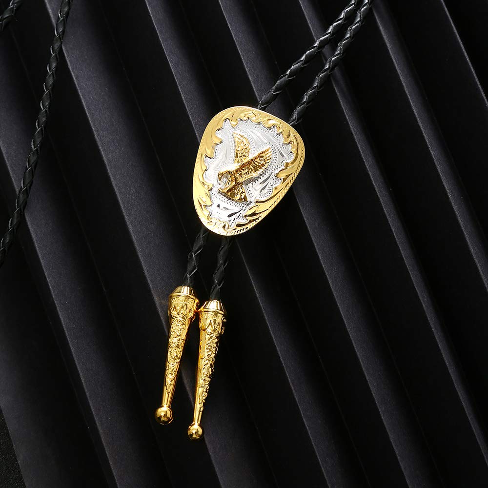 HUABOLA CALYN Bolo Tie for Men American Western Cowboy Golden Flying Eagle Bolo tie
