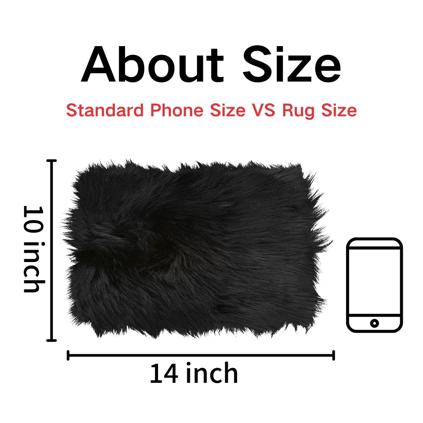 NINGDAN 14x10 inches 1pcs Rectangle Faux Fur Plush Cushion, Area Rugs Fluffy Carpet Mini Small Size Fit,for Tabletop Photography,Home Decor,Product Display,Locker Accessories (Rectangle Black)