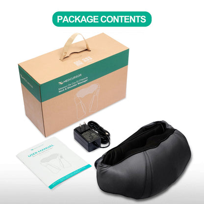 Medcursor Neck Massager, Portable Electric Shiatsu Back Massage Device with Heat, Deep Tissue 3D Kneading Pillow for Muscle Pain Relief (No Battery)