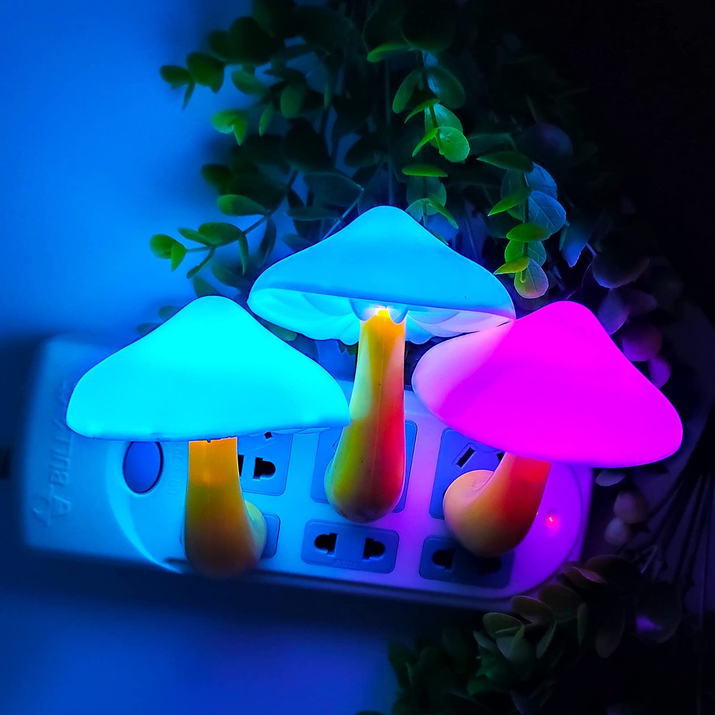 AUSAYE 4 Pack Mushroom Night Light Plug in Sensor Light, Color Changing Lamp LED Nightlights for Kids, Adults, Bedroom, Bathroom,Hallway, Stairs, Kitchen