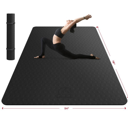 HAPBEAR Extra Large Yoga Mat - 72"x48"/78"x54", 1/4" & 1/3" Thick, Non-Slip, Durable, Eco-Friendly, Wide Exercise Mat for Home Workouts, Yoga, Pilates, Stretching, Meditation (Barefoot Exercise)