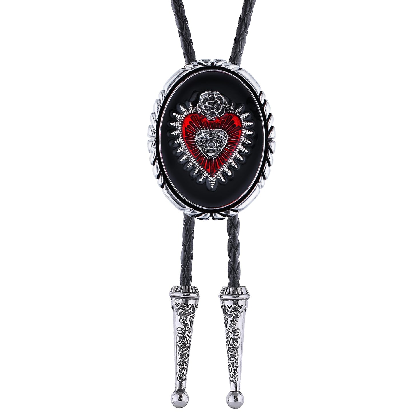 GelConnie Silver Bolo Tie for Men Women Blue Enamel Triangle Bolo Tie Silver Western Necktie Gothic Cowboy Costume