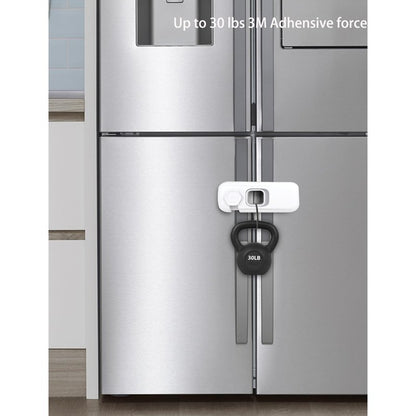 Fridge Child Lock for Refrigerator, Freezer and Cabinet, 2 Pack Adhesive Baby Proof Latches, White