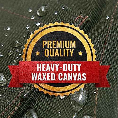 Under NY Sky Woodwork Apron - 12 pockets & loops, Waxed Canvas, Cross-Back, Leather Reinforcement - Carpenter, Mechanic, Workshop, Tool Aprons (Woodwork Green)