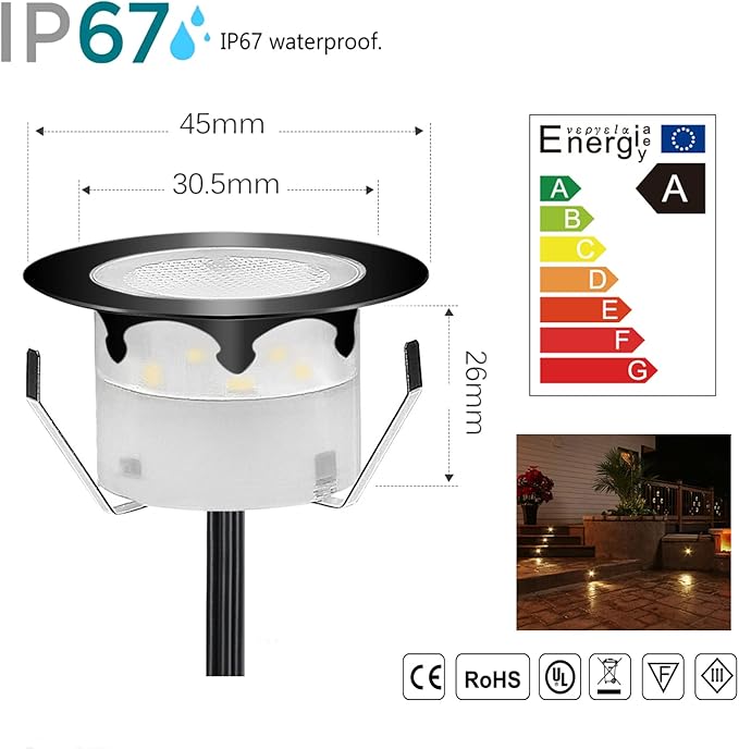 Low Voltage LED Deck Lighting Kit Stainless Steel 1W Waterproof Outdoor Yard Garden Decoration Lamps Landscape Pathway Patio Step Stairs LED In-ground Lights Black Border(20pcs,Blue)