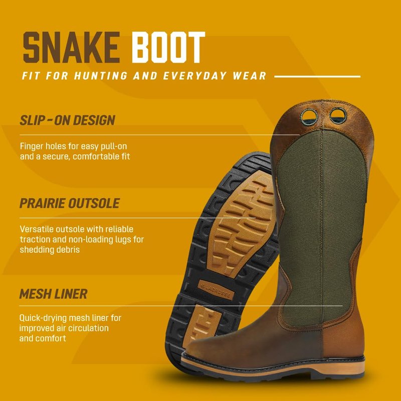 LaCrosse 17-Inch Snake Boots for Men - 360-Degree Flexible Guard Snake Proof Boots - Prairie Outsole Traction Hunting Footwear for Men - Olive - 11