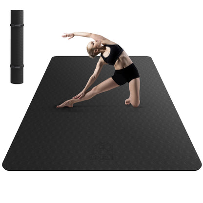 HAPBEAR Extra Large Yoga Mat - 72"x48"/78"x54", 1/4" & 1/3" Thick, Non-Slip, Durable, Eco-Friendly, Wide Exercise Mat for Home Workouts, Yoga, Pilates, Stretching, Meditation (Barefoot Exercise)