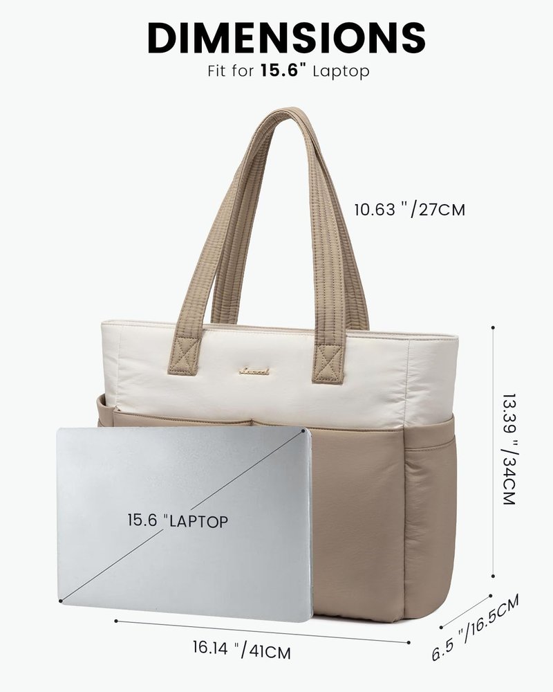 LOVEVOOK Puffer Tote Bag with 8 Pockets&Cosmetic Bag, Waterproof Work Bag for Women, Puffer Tote for Women Work, Travel, Gym