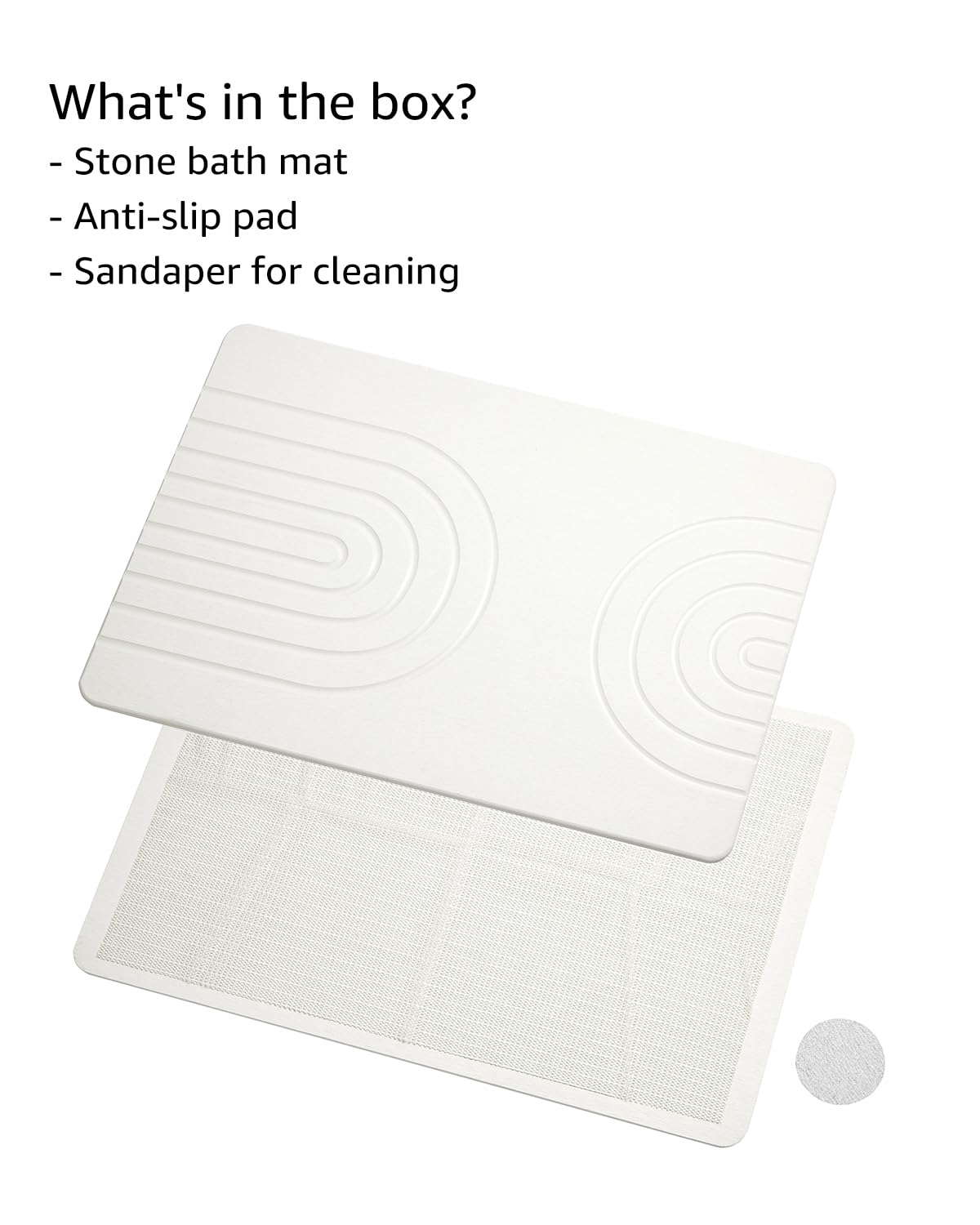 YOULTTAN Stone Bath Mat 24"x16" - Diatomaceous Earth Shower Mat, Quick Dry, Anti-Slip, Modern Design with Bonus Non-Slip Pad - Perfect for Home Safety and Style,Light Gray