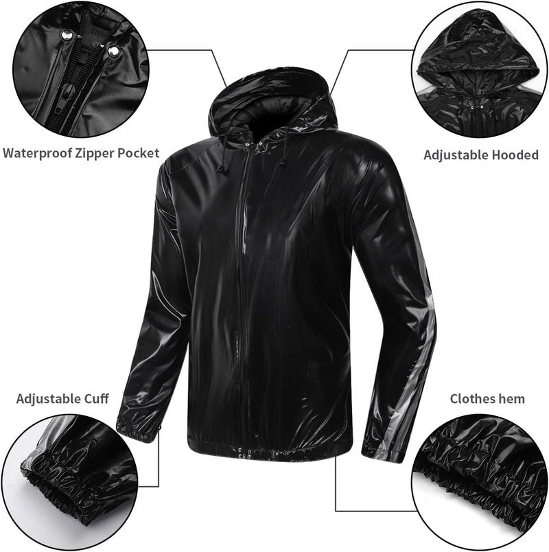 Weight Loss Sauna Suit - Heavy Duty Full-Zip Fitness Sweat Suit for Men & Women | Anti-Rip, Hooded Design