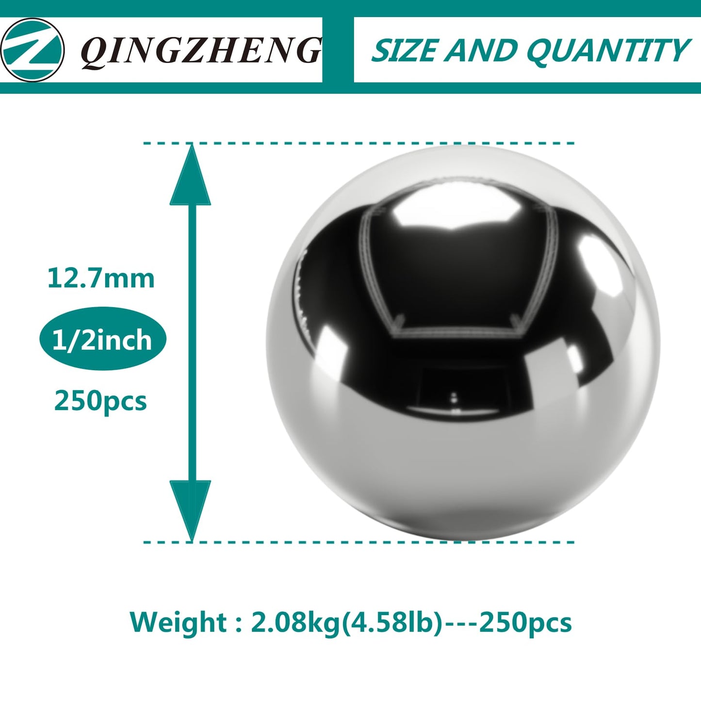 Z QINGZHENG 250Pcs 1/2inch Steel Ball Slingshot Ammo 12.7mm Precision Steel Bearing Balls