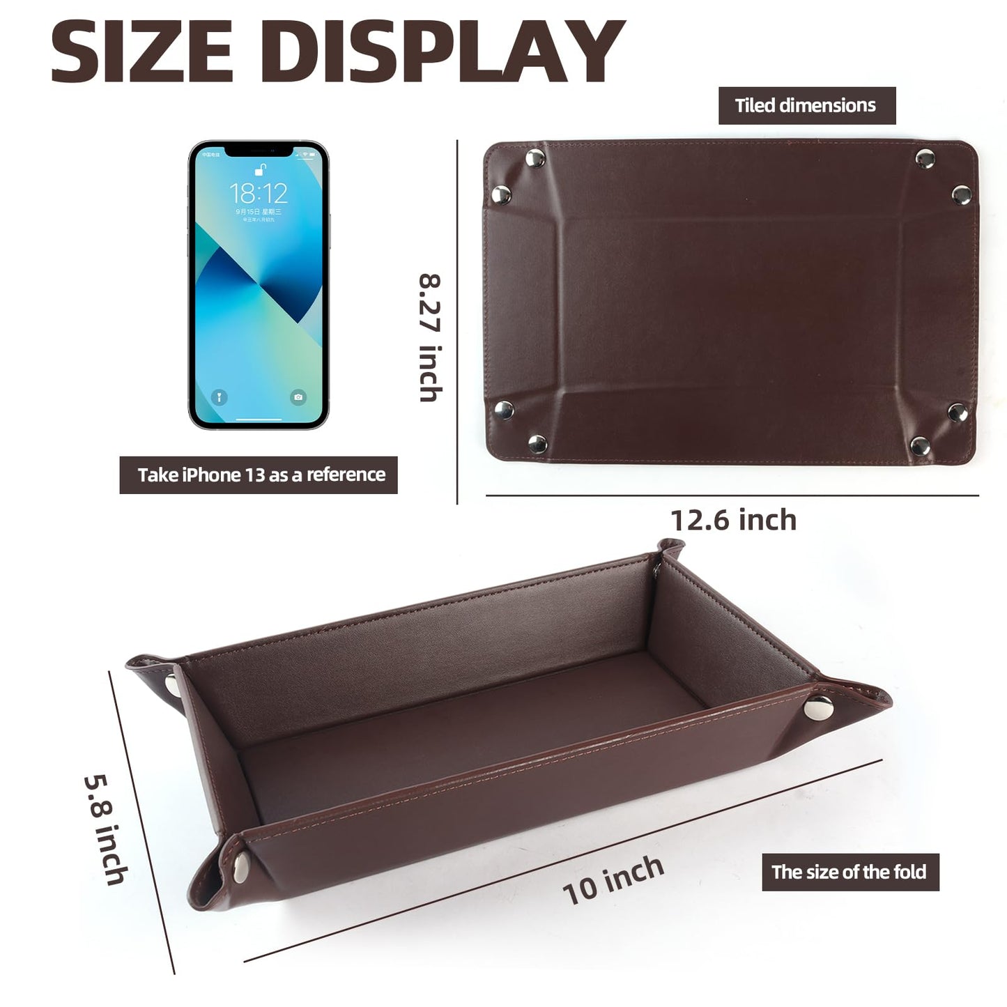 ABCHCHS Valet Tray for Men Women 2 Pack - PU Leather Travel Catchall Tray Organizer - Desk Bedside Nightstand Storage Box for Jewelry Key Phone Remote Controller Wallet Watch Glasses -Rectangle