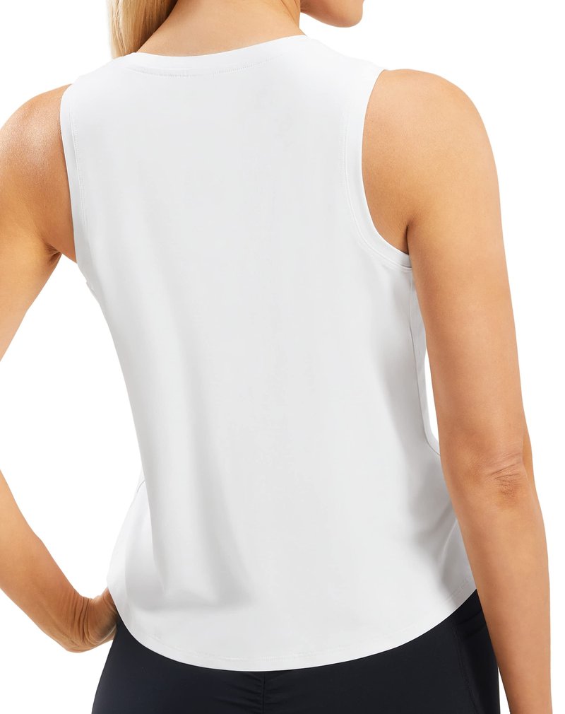 Ice Silk Workout Tops for Women Sleeveless Athletic Tank Top Loose Fit White