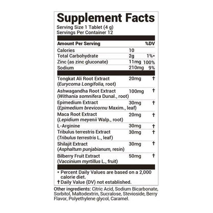 DrBioCare Peak Mode Core Vitality for Men 7-in-1 Effervescent Tablets | Tongkat Ali, Maca & L-Arginine，Ashwagandha, | Boost Stamina, Drive & Blood Flow for Good Performance | Berry Flavor 12 Tablets